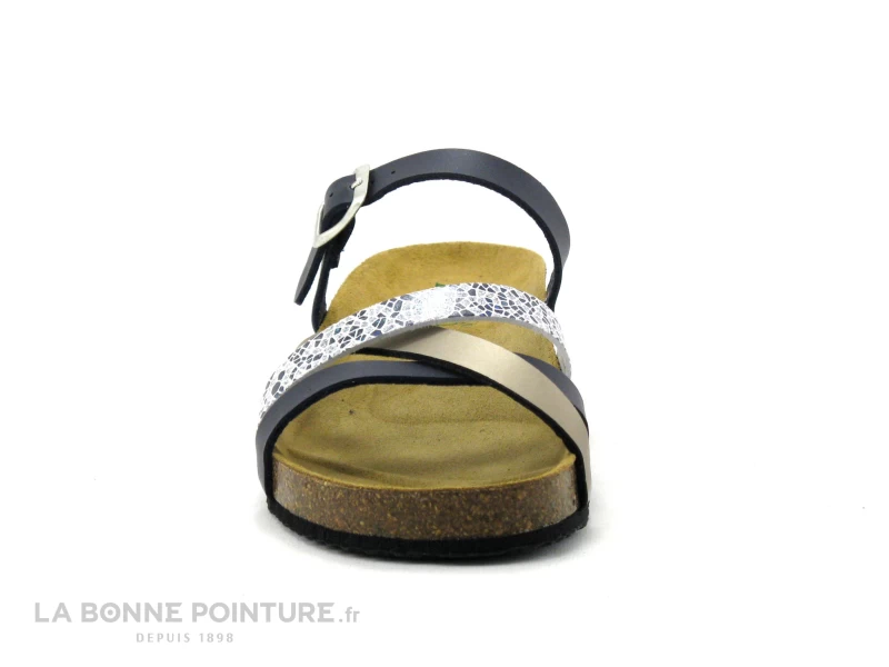 Autenti 689658 - Bleu Marine - Blanc - Beige Metal - Mule Compensee 4 Autenti 689658 - Bleu Marine - Blanc - Beige Metal - Mule Compensee – Image 2