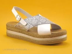 Carla Tortosa 15154 - Blanc - Argent - Brides Croisees - Nu-pieds