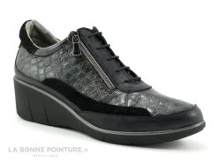 Chaussure Soldes Boutique 6 Pedi Girl GIFAR Anthracite Croco - Chaussure Compensee Avec Zip