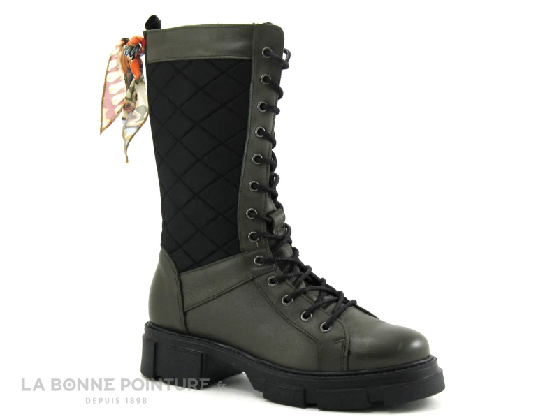 GoodStep 3625-D07 Kaki - Noir Matelasse - Bottine Lacet Femme 3 GoodStep 3625-D07 Kaki - Noir Matelasse - Bottine Lacet Femme