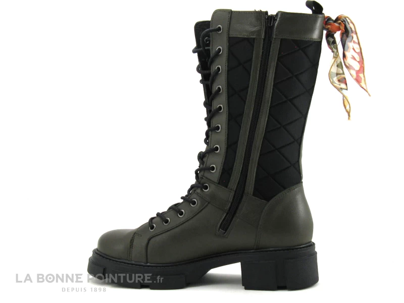 GoodStep 3625-D07 Kaki - Noir Matelasse - Bottine Lacet Femme 5 GoodStep 3625-D07 Kaki - Noir Matelasse - Bottine Lacet Femme – Image 3