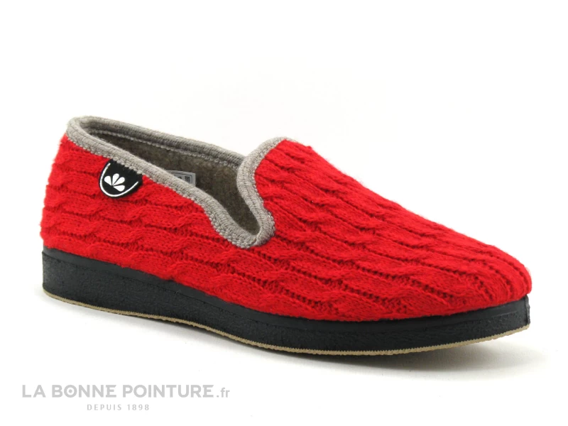 Semelflex RUBY Rouge - Tricot - Charentaise Souple Femme 3 Semelflex RUBY Rouge - Tricot - Charentaise Souple Femme