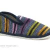 Ouf GISELANE Marine - Rayures Multi - Chausson Femme Semelle Feutre