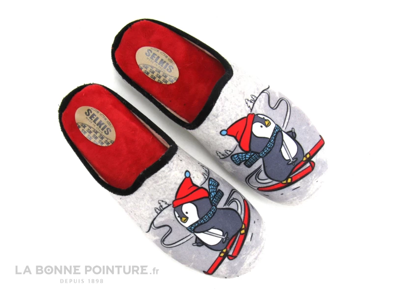 Selkis 22332 Gris - Pingouin A Skis - Pangoufle Mule Femme 4 Selkis 22332 Gris - Pingouin A Skis - Pangoufle Mule Femme – Image 2