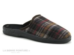 Lollans 002 22144 - Ecossais Marron - Pantoufle Mule Homme