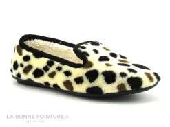 RYB 227005 Beige - Pois Marron Et Noirs - Chausson Femme
