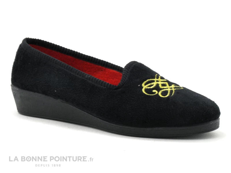 RYB 100 B1854 - Noir - Broderie Or - Chausson Compense Femme 3 RYB 100 B1854 - Noir - Broderie Or - Chausson Compense Femme