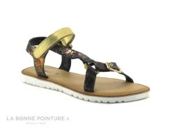 Kickers BRASKA Noir Or Reptile - Sandale Fille Bride Salome