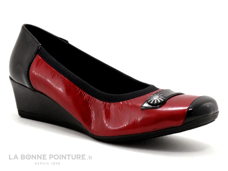 INEA FANA - Escarpin Rouge Verni - Noir - Talon Compense 3 INEA FANA - Escarpin Rouge Verni - Noir - Talon Compense