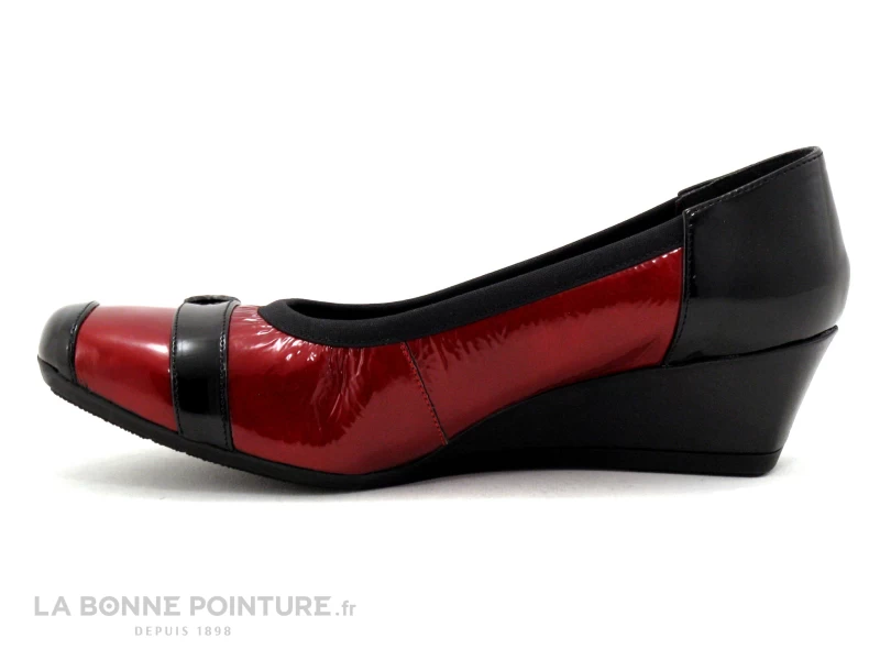 INEA FANA - Escarpin Rouge Verni - Noir - Talon Compense 5 INEA FANA - Escarpin Rouge Verni - Noir - Talon Compense – Image 3