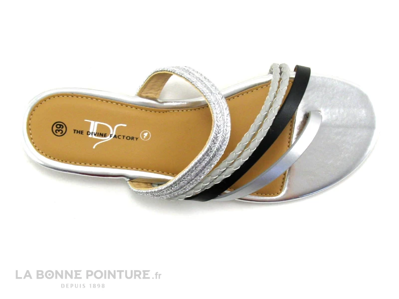 The Divine Factory JL3689 Noir Blanc Argent - Tong Femme 5 The Divine Factory JL3689 Noir Blanc Argent - Tong Femme – Image 3