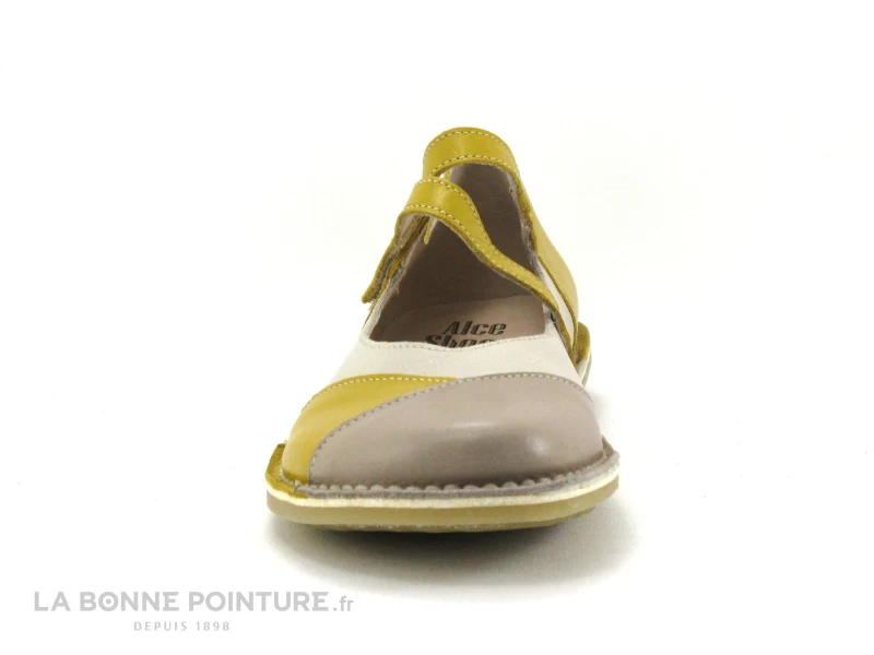 Alce 9068 Yellow Pana - Ballerine Femme Cuir Jaune Et Beige 4 Alce 9068 Yellow Pana - Ballerine Femme Cuir Jaune Et Beige – Image 2