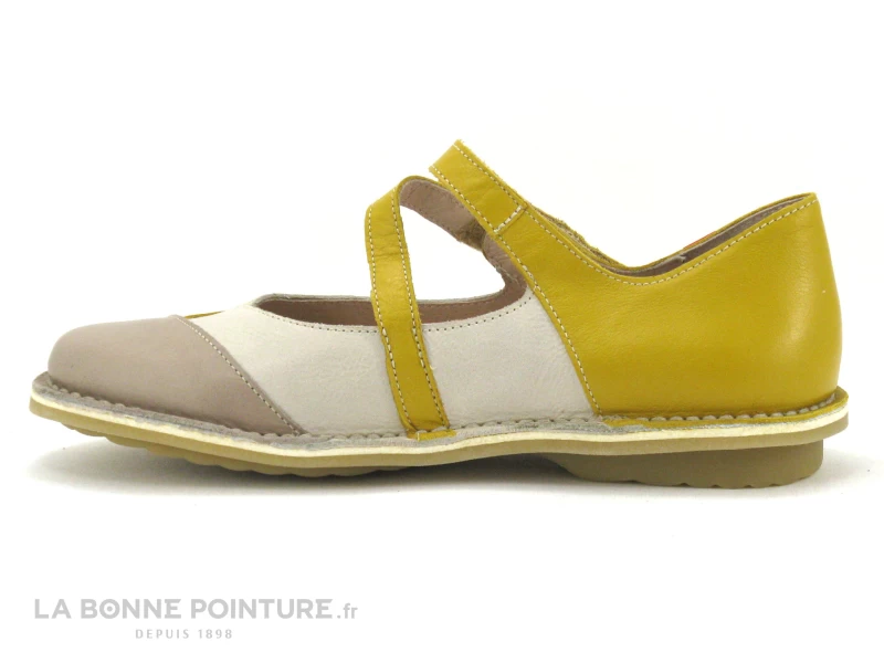 Alce 9068 Yellow Pana - Ballerine Femme Cuir Jaune Et Beige 5 Alce 9068 Yellow Pana - Ballerine Femme Cuir Jaune Et Beige – Image 3