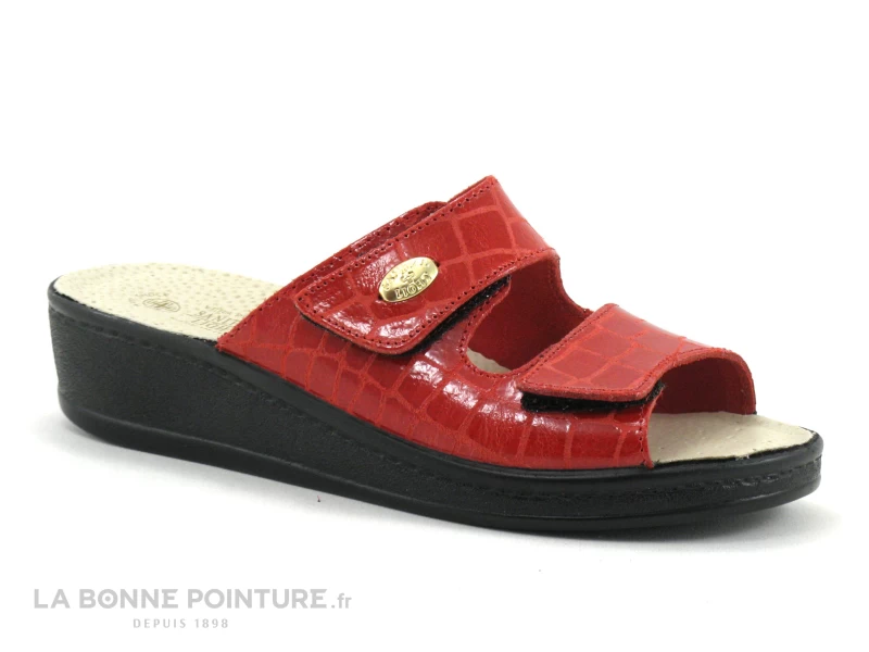 Sanital Light 1475 Rouge Croco - Mule Femme Reglable 2 Scratches 3 Sanital Light 1475 Rouge Croco - Mule Femme Reglable 2 Scratches