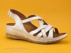 Karyoka PANA Champagne - Sandale Femme Beige - Talon Compense