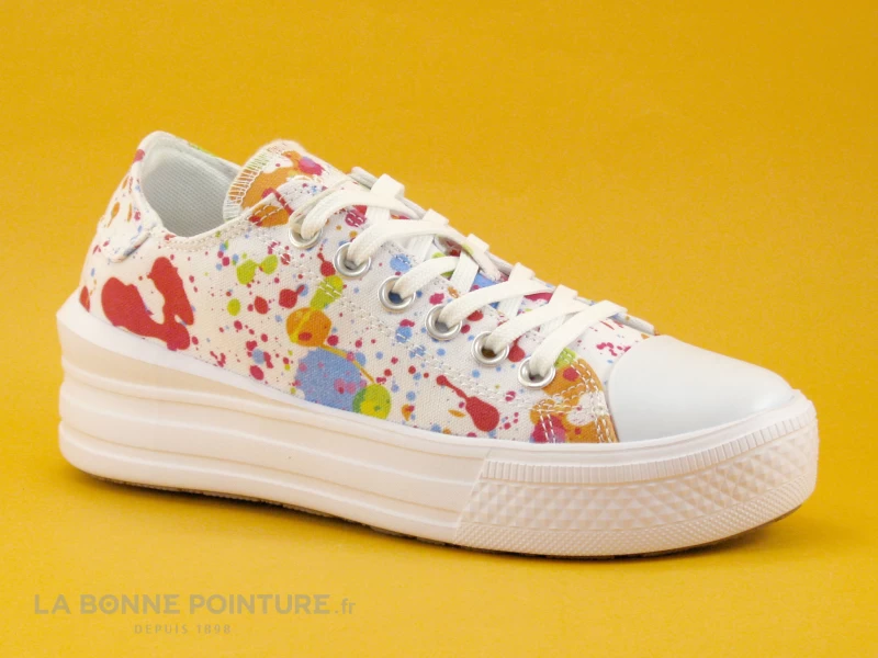 Dockers 50VL201 - Basket Toile Blanche Et Multicolore Femme - Plateforme 7 Dockers 50VL201 - Basket Toile Blanche Et Multicolore Femme - Plateforme – Image 5