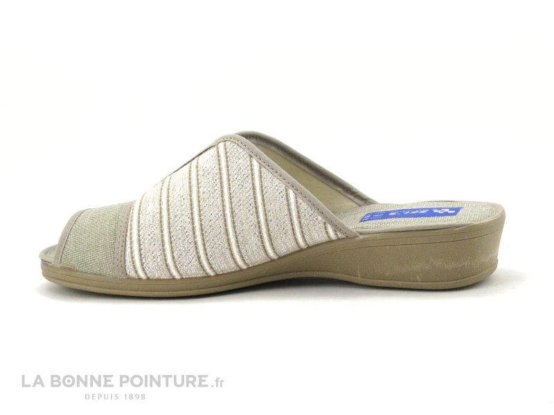 Zels 9294 Tabacco - Pantoufle Mule Beige - Argent - Rayures 4 Zels 9294 Tabacco - Pantoufle Mule Beige - Argent - Rayures – Image 2
