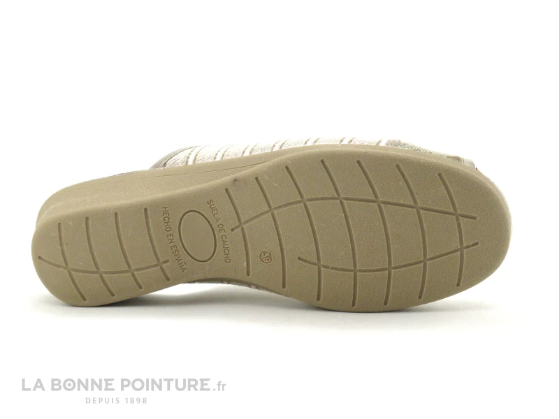 Zels 9294 Tabacco - Pantoufle Mule Beige - Argent - Rayures 6 Zels 9294 Tabacco - Pantoufle Mule Beige - Argent - Rayures – Image 4