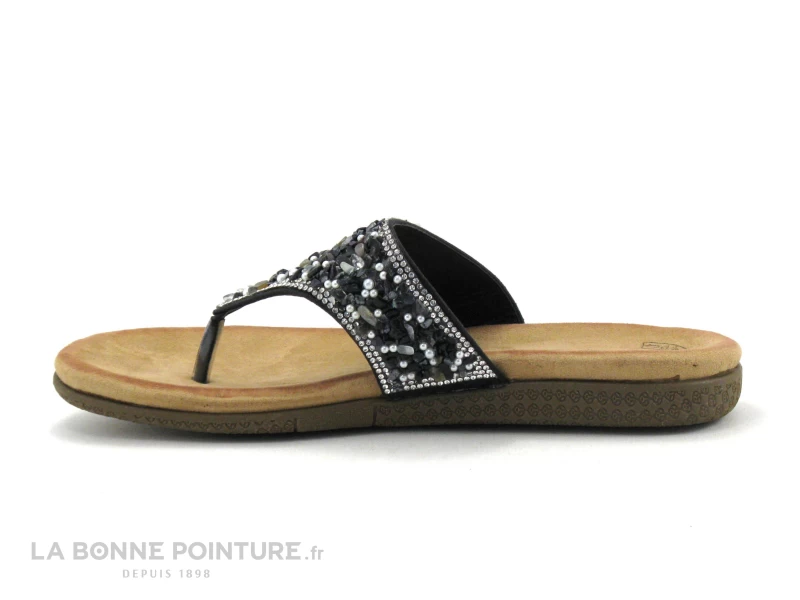 Morans KIELLA Noir - Tong Femme Large Bride Avec Avec Perles 4 Morans KIELLA Noir - Tong Femme Large Bride Avec Avec Perles – Image 2